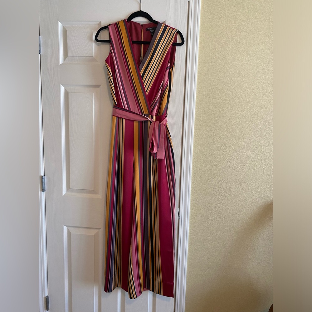 NEW! Maggy London Burgundy Striped Jumpsuit (size 10)